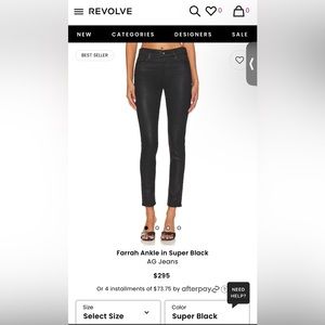 Farrah Skinny Jean in Super Black. Size: 25